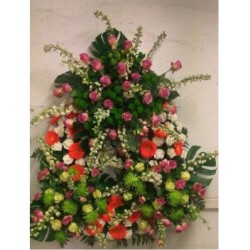 Corona de gerberas y rosas