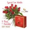 12 rosas con chocolate