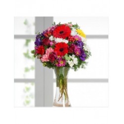 Claveles, gerberas y rosas