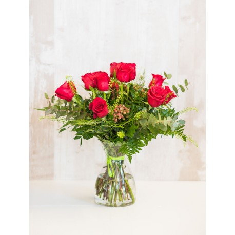 12 rosas rojas tallo largo